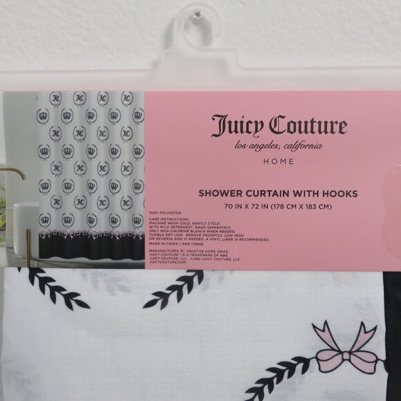 (#112) Juicy Couture Logo Print Shower Curtain with Hooks - Picture 4 of 4